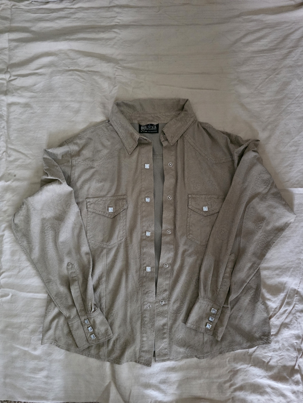 Vintage Snap-Front Beige Western Shirt